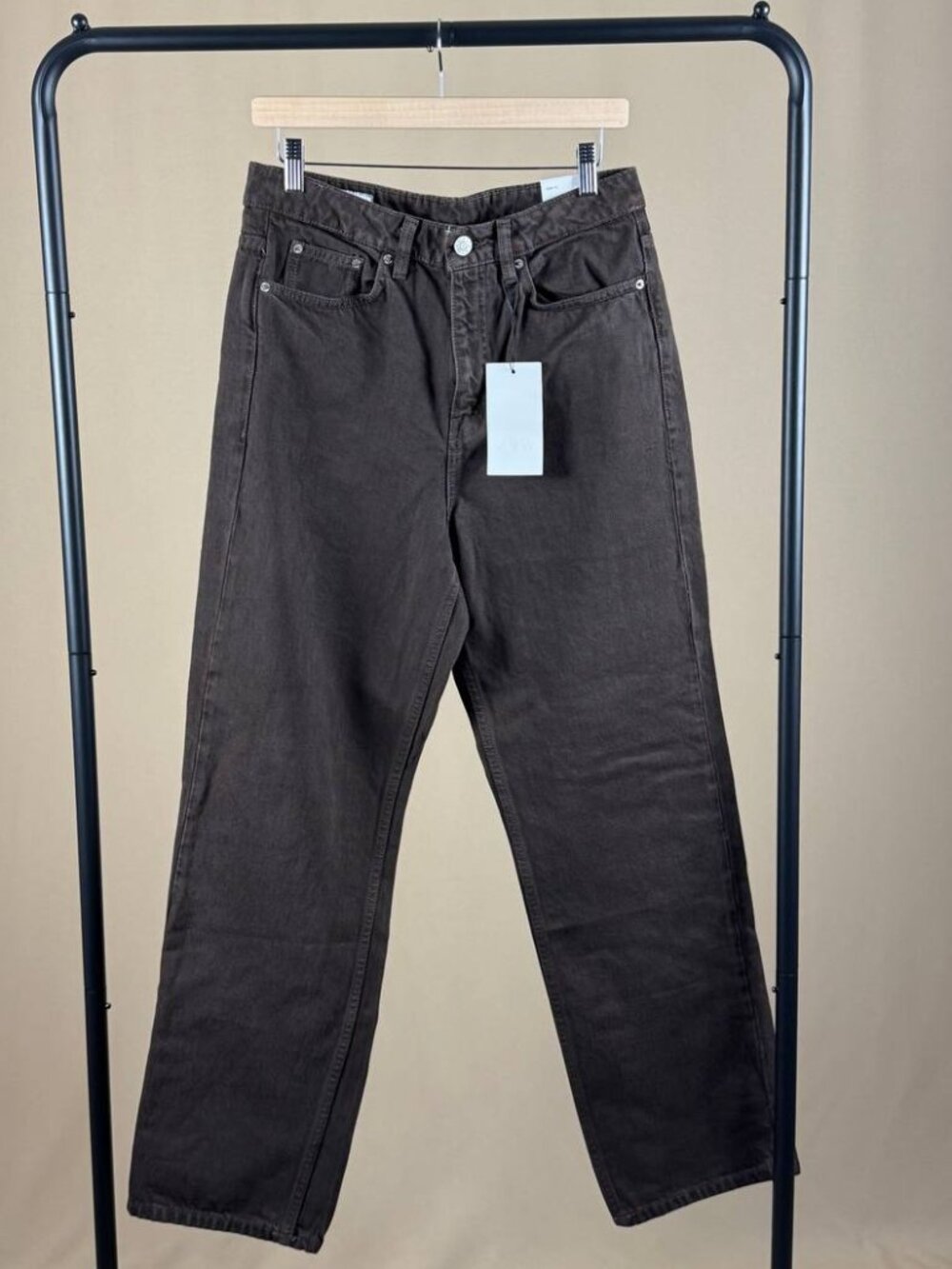 NWT Zara Mom Fit High Rise Jeans Women’s Size 38 US 6 Dark Brown
